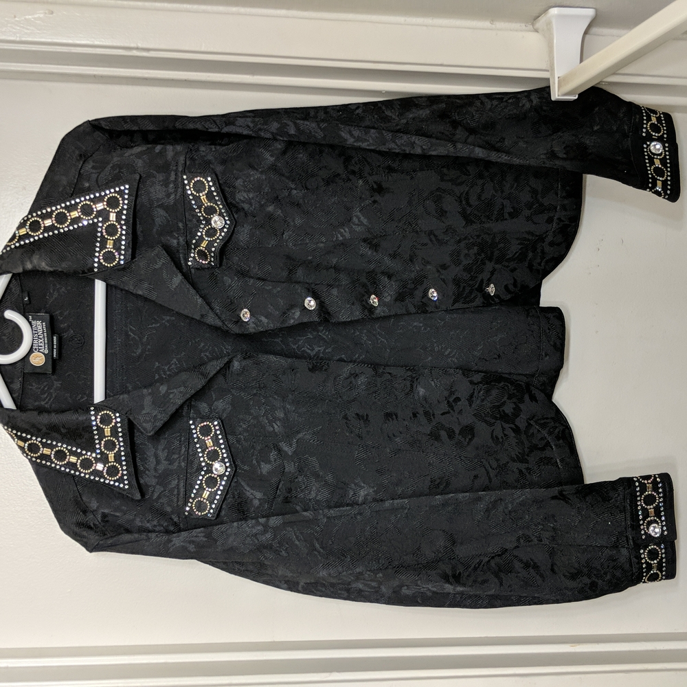 Christine Alexander black studded pattern long sleeve shirt